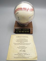 Hank Aaron All-time Home Run King Autographed Baseball With Certificate Of Authenticity